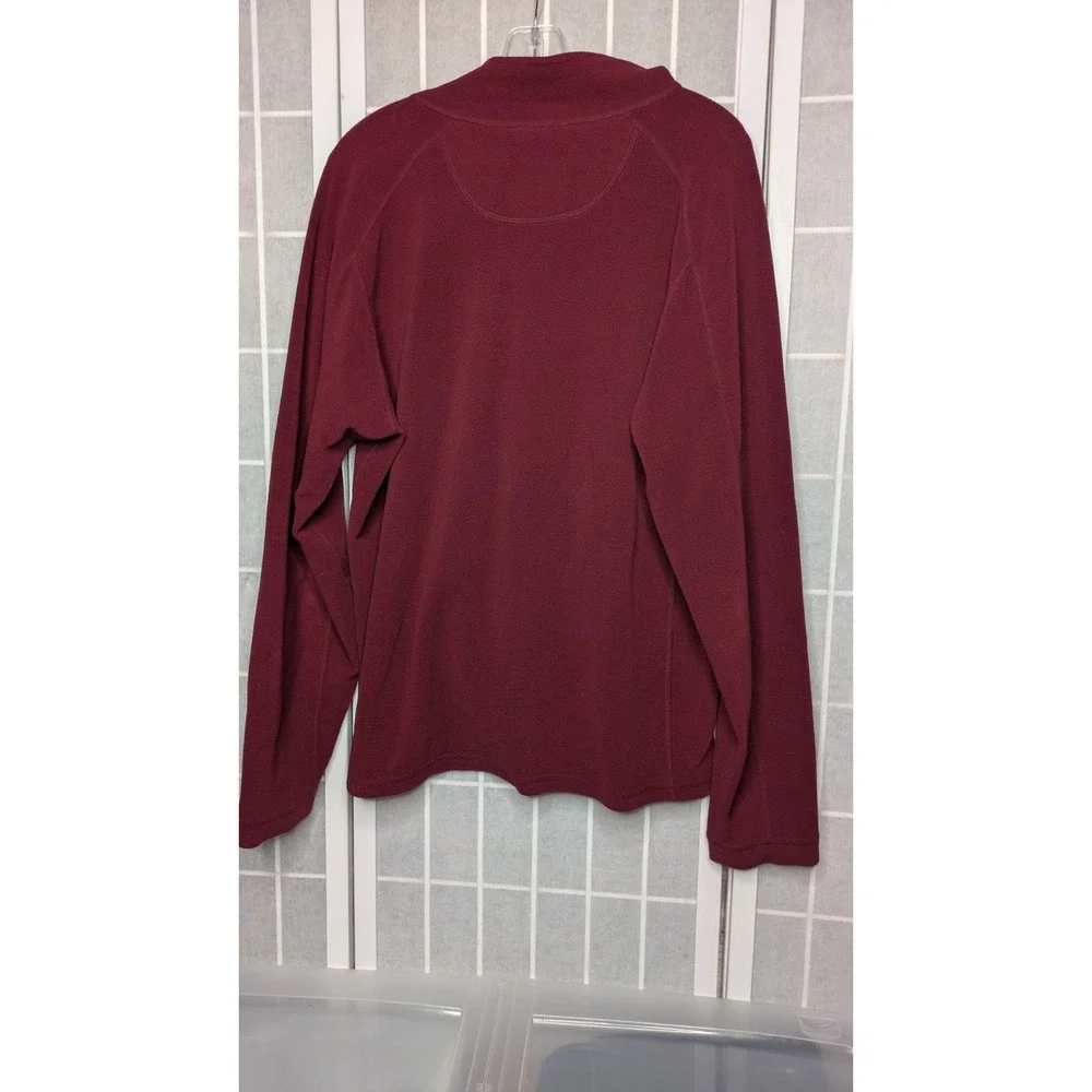 LL‎ Bean Men's Sweater Large Fleece Pockets 1/4 Zip Pullover Outdoors Hiking Red